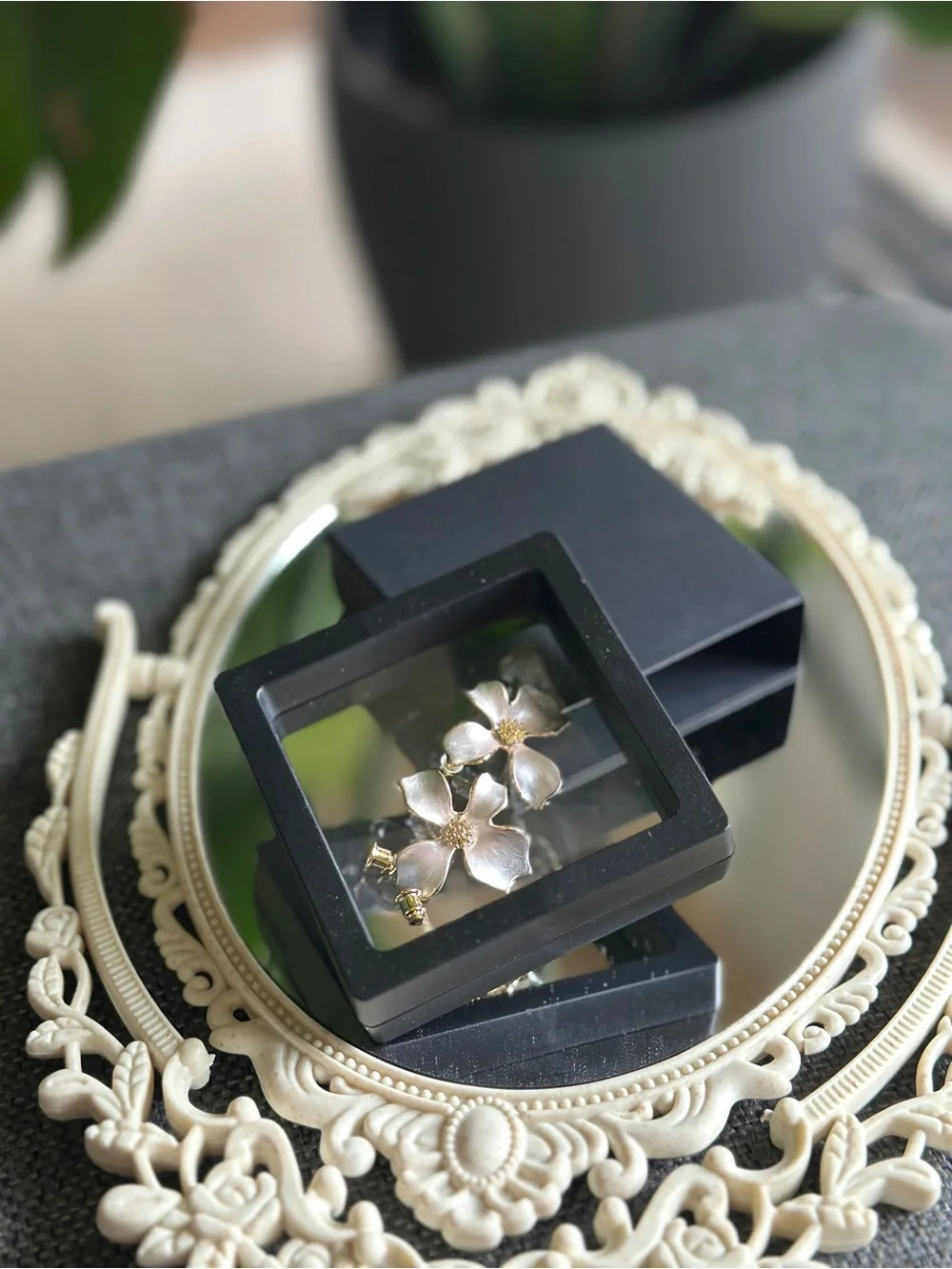Pearlescent White Blossom Studs | 18K Gold Finish | 925 Sterling Silver Posts
